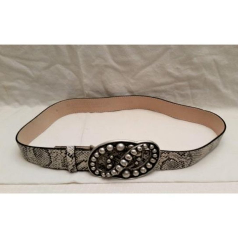 NEW! Leatherock Black/Grey Small Leather Belt- 349WC